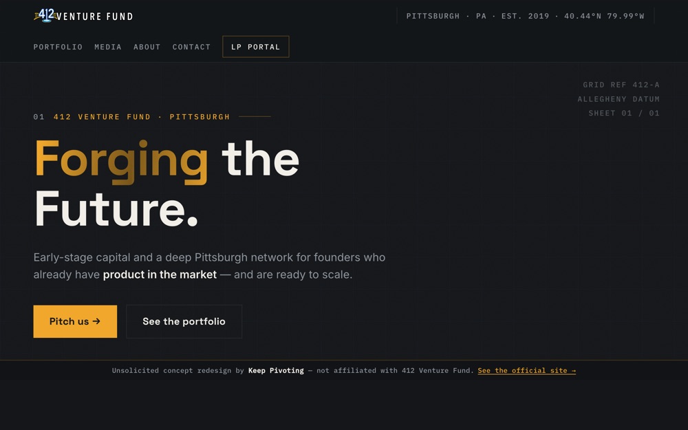 Keep Pivoting concept rebuild of 412 Venture Fund