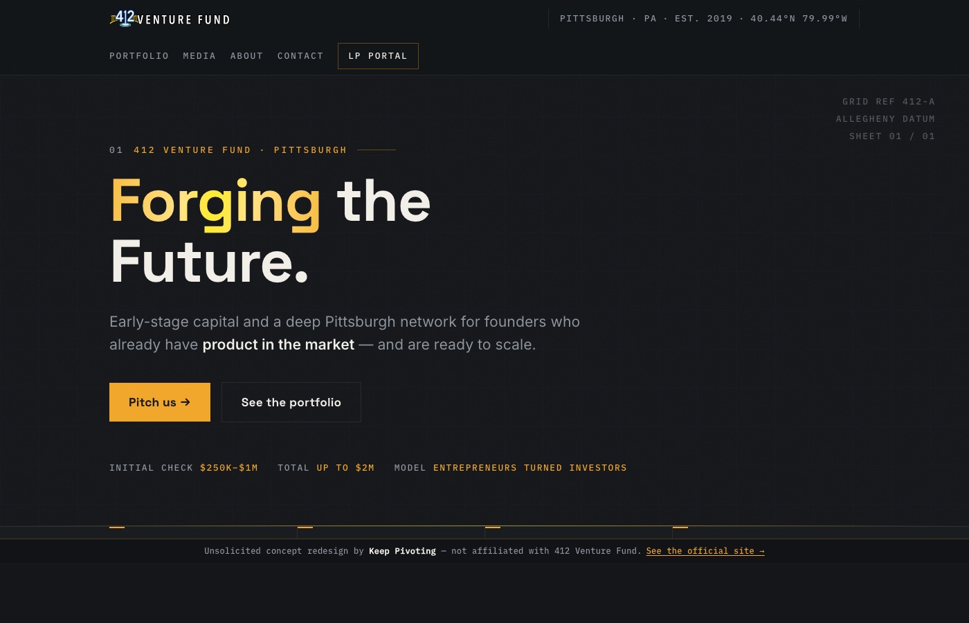 412 Venture Fund — website by Keep Pivoting